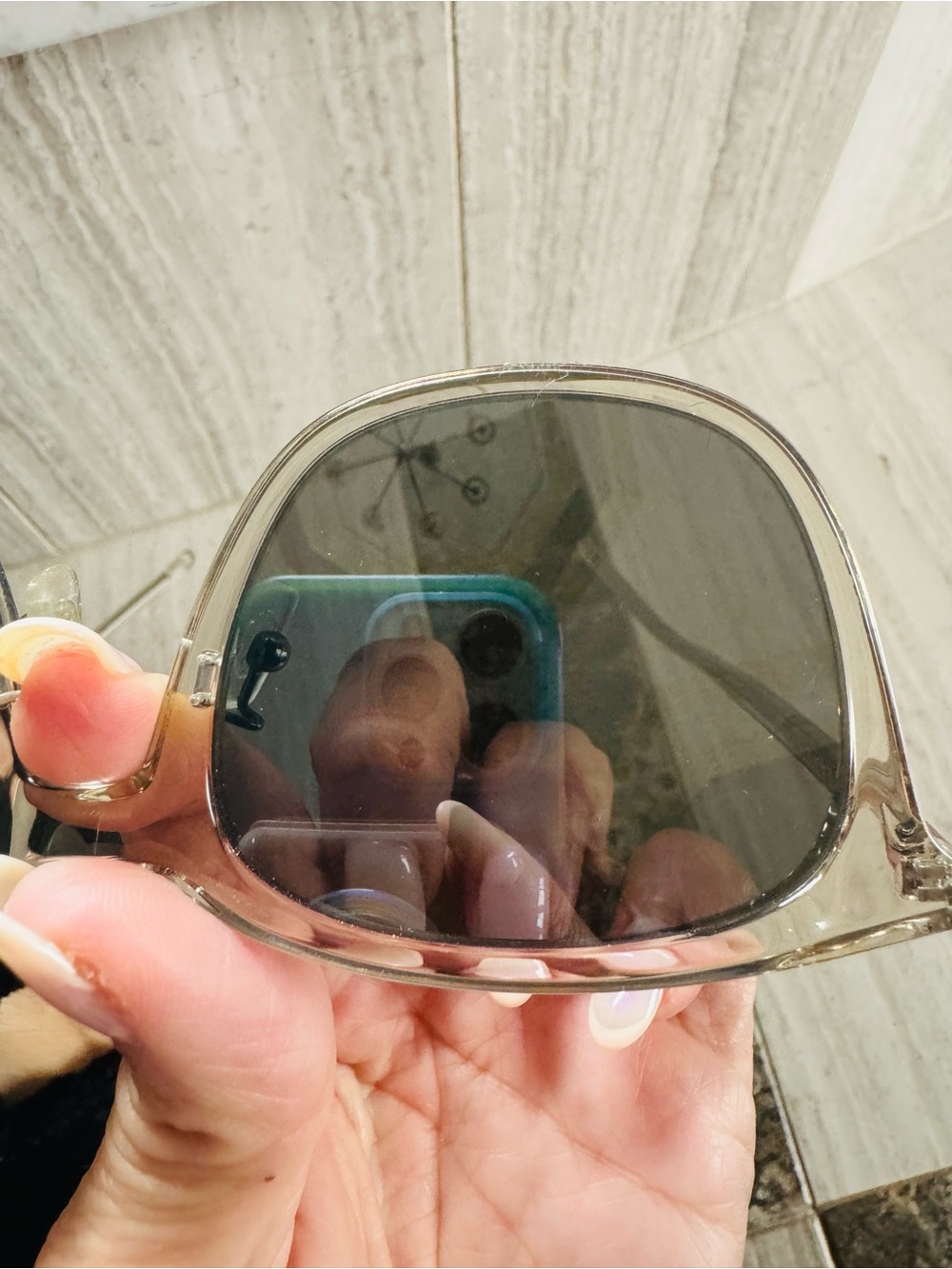 Saint Laurent Clear Frame Sunglasses with Silver Mirrored Lenses - Picture 4 of 14
